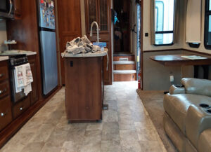 New flooring in the cab and kitchen area